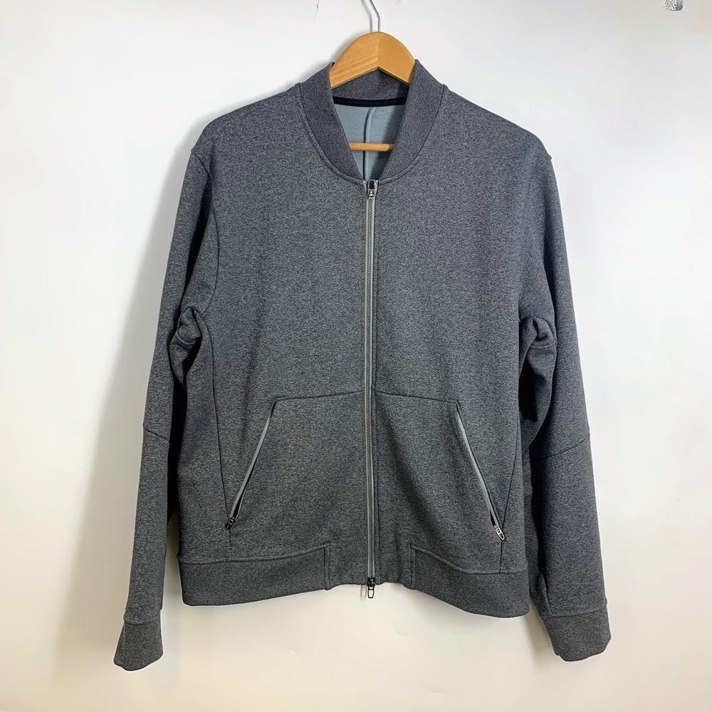 Lululemon Mens City Sweat Bomber Jacket Heathered Grey Full Zip Size XL